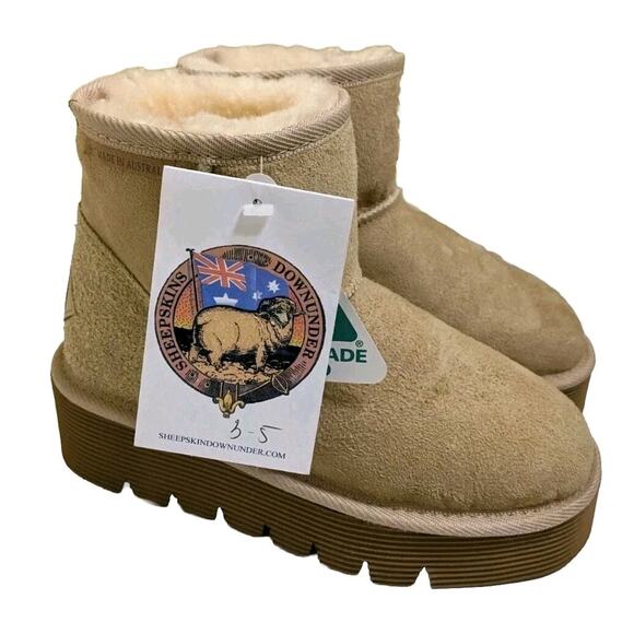 Sheepskins Downunder Sherpa Boots, Handmade Australia M3 W5 Women's 5 Unisex New